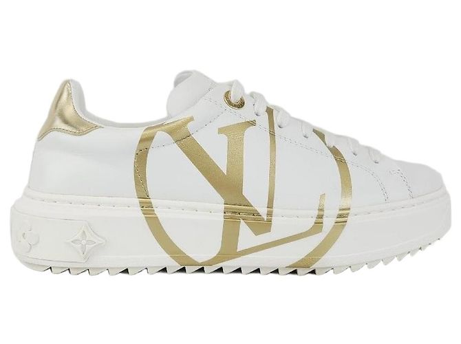 Louis Vuitton Baskets Timeout avec logo circulaire en or blanc