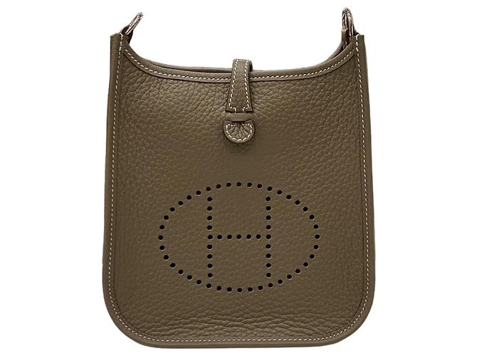 Hermès Mini Evelyne Etoupe Silver Stamp Marron