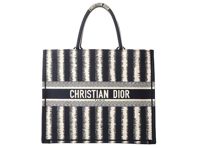 Dior Bolso Book Tote a rayas Grande Azul