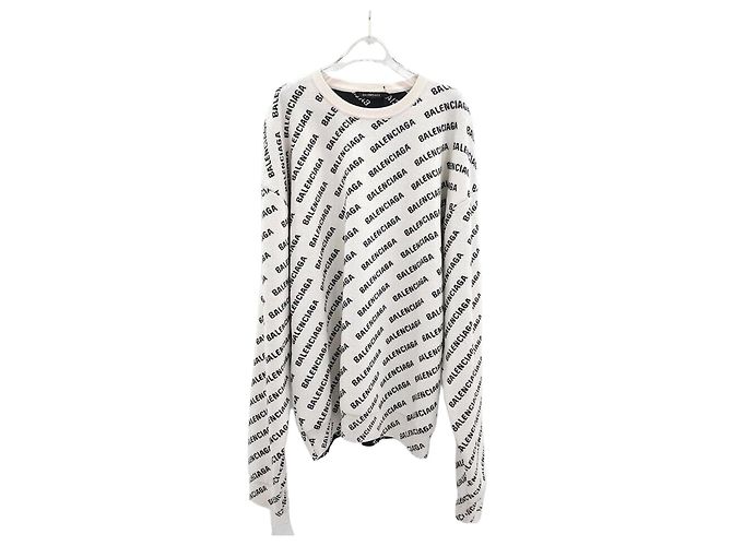 Balenciaga Maglione rotondo in lana con loghi multipli Argento 
