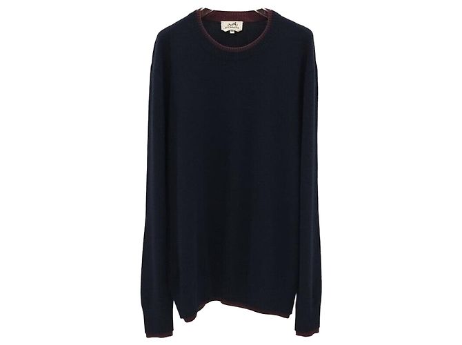 Hermès Rund gestrickte Wolle in Navy Blau