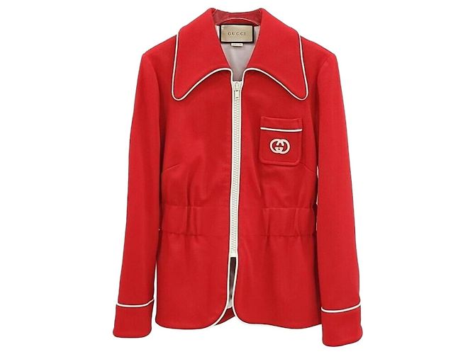 Gucci Interlocking Jersey Zip-Up Jacke Rot