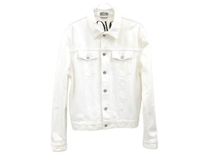 Dior Jeansjacke Alex Foxton White Back Logo Silber