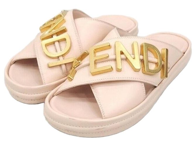 Fendi Sandali Slide con Logo Metallico Grafico Multicolore