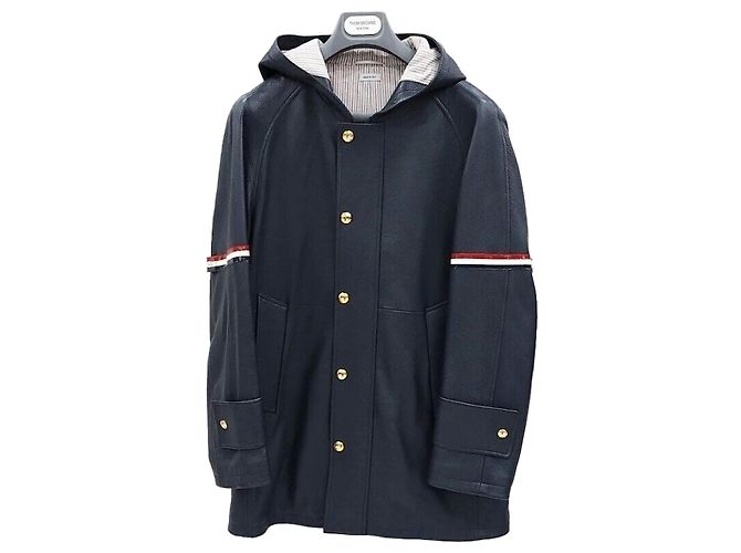 Thom Browne Giacca con cappuccio e bracciali in pelle Nero