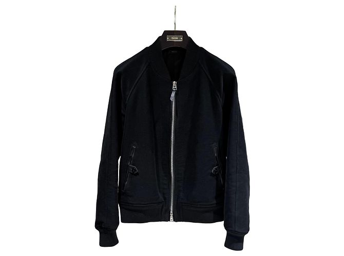Tom Ford Gerippte Leder-Bomberjacke Schwarz