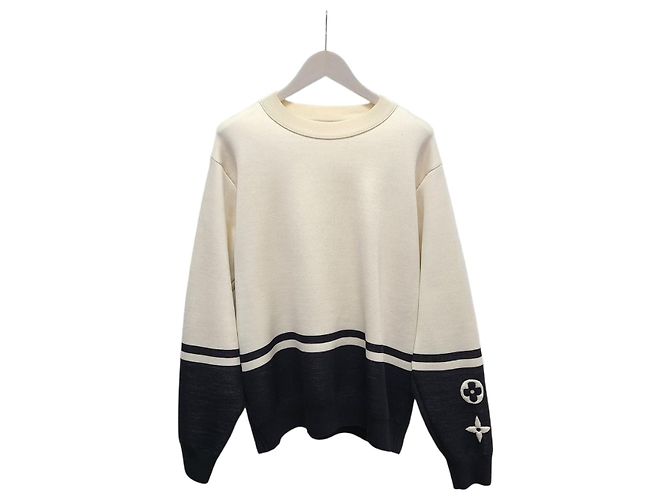 Louis Vuitton Suéter de punto Monogram Block con cremallera dorada Blanco