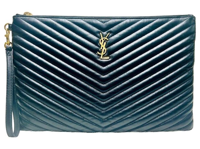 Saint Laurent Pochette Large Matelassé Dorée Noir