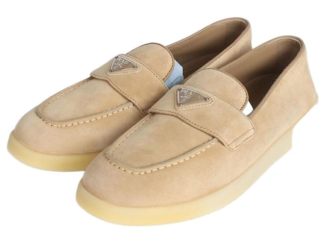 Prada Mocassin en daim beige Marron