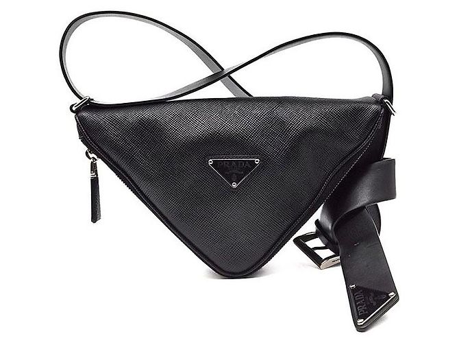 Prada Borsa a tracolla Saffiano Triangle Nero 
