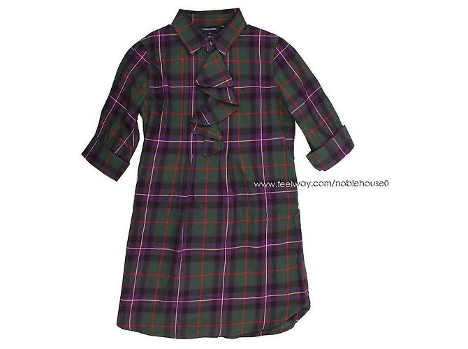 Abito a quadri con volant Ralph Lauren Junior Verde e Viola