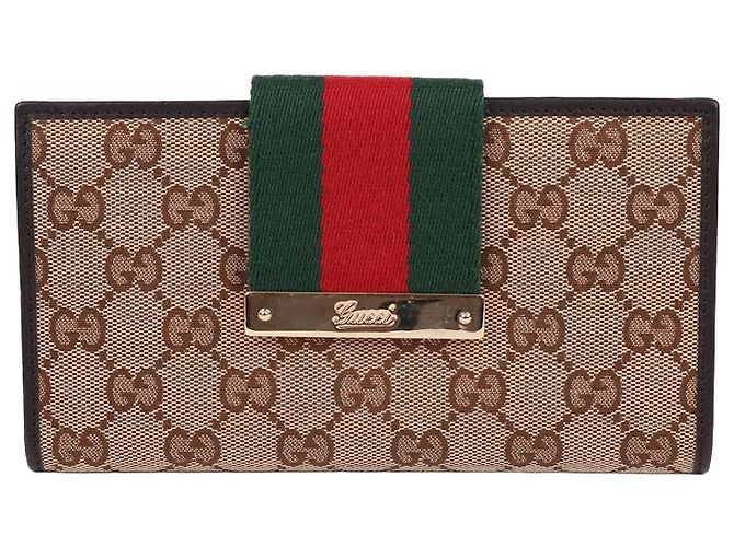 Gucci Carteira longa com aba GG Canvas Three Stripes Multicor