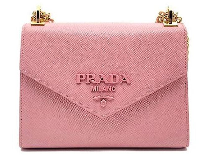 Prada Bolsa de Ombro Saffiano Monochrome Chain Vermelho