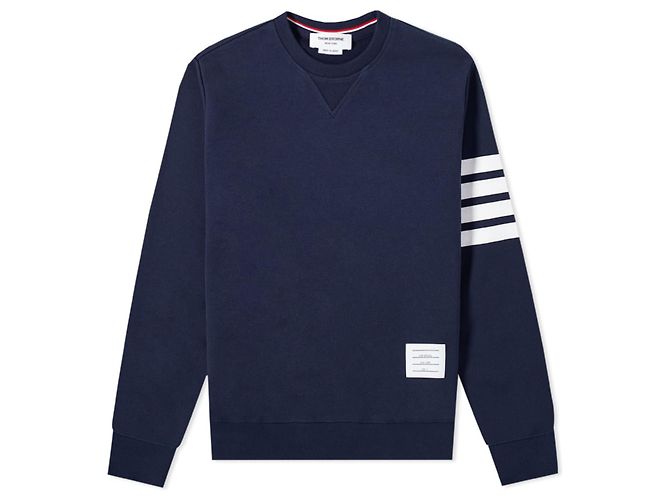 Thom Browne Engineered Stripe Crew Sweat Blue