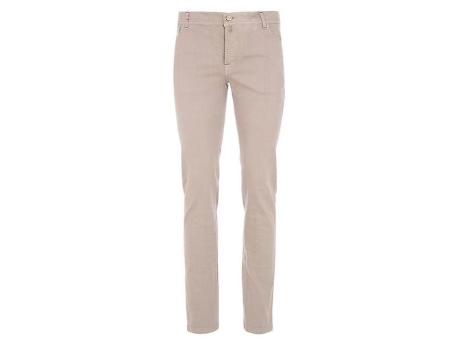 Kiton Leather Patch Denim Pants Brown