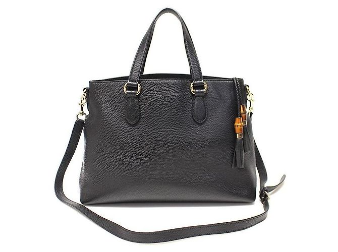 Bamboo Gucci Nappina in bambù e pelle nera placcata oro Nero