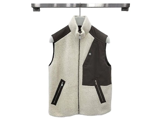 Hermès Shearling-Weste aus Lammfell Silber 