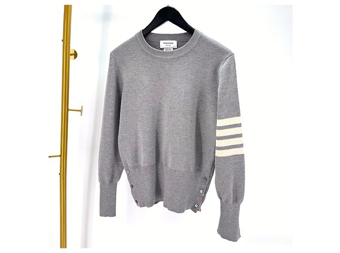 Thom Browne Diagonale Armbinde Milano Stitch Strick Grau Braun