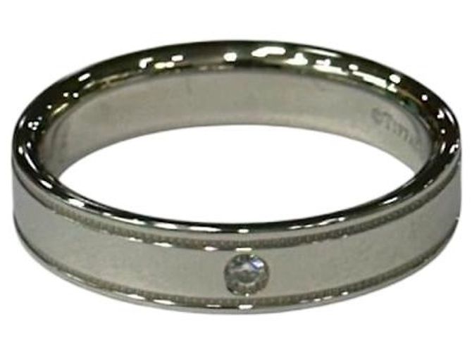 Tiffany & Co Double Milgrain Diamond White Gold Ring Brown