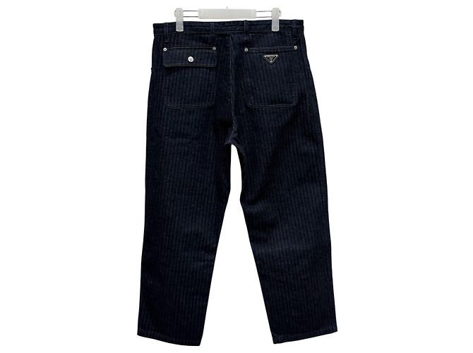 Prada Wide Leg Jeanshose mit Chevron-Muster Schwarz