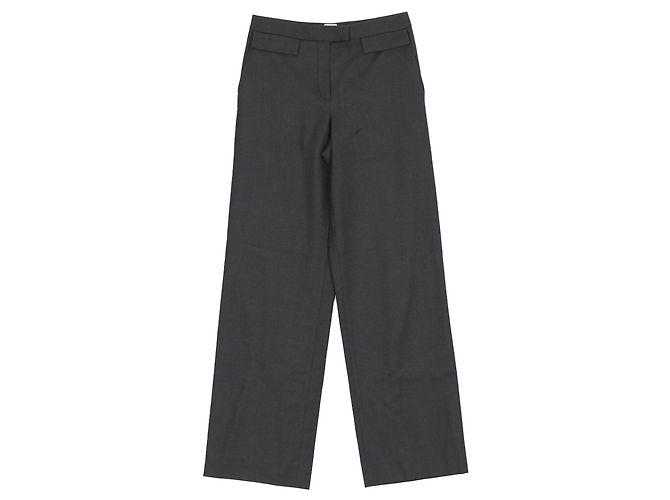 Hermès Size Gray Wool Blend Slacks Brown