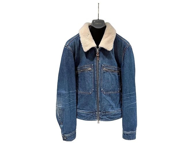 Tom Ford Jaqueta jeans azul com shearling Multicor