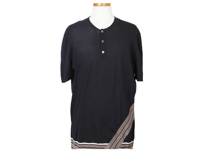 Hermès Strickshirt mit kurzen Ärmeln Navy XXL Blau