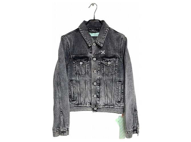 Off White Giacca di jeans bianca con logo da donna Marrone