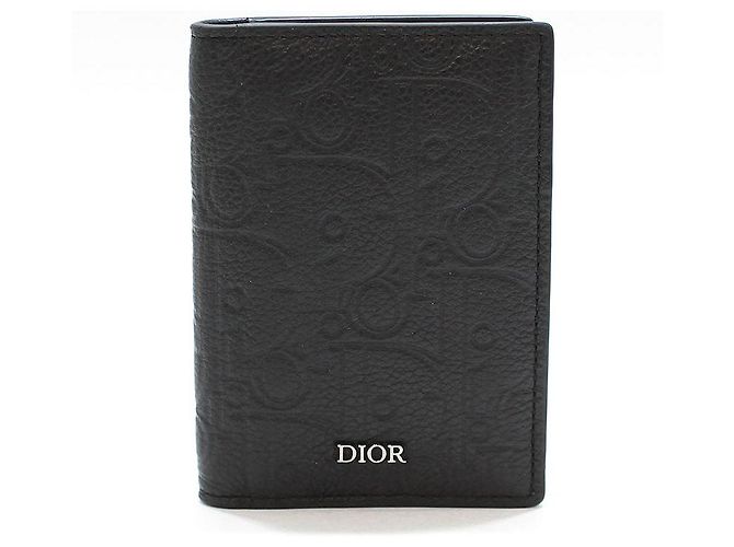 Dior Cartera de doble tarjeta vertical Oblique Gravity negra Negro