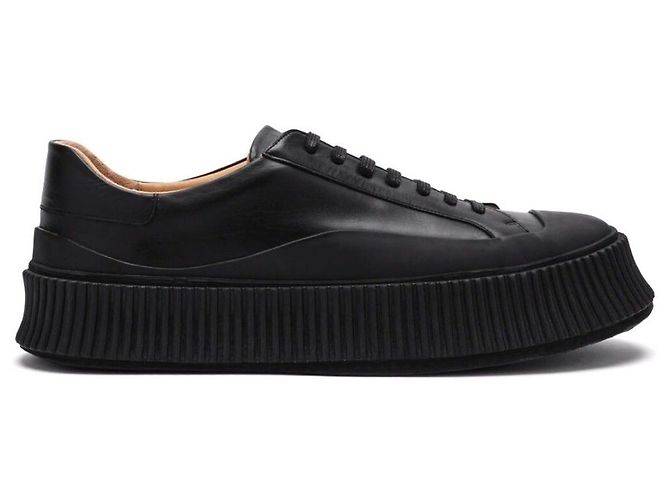 Jil Sander Oversized Sneaker aus Leder Schwarz