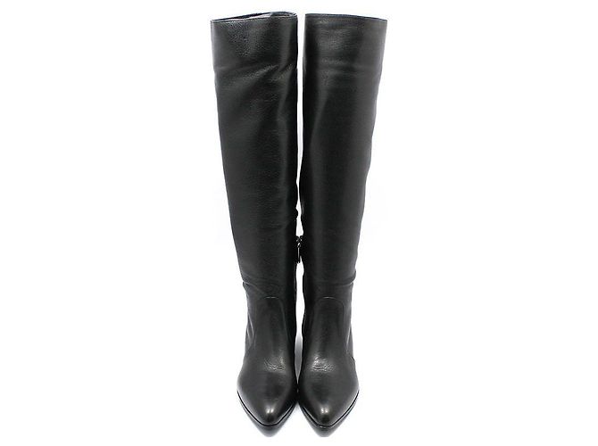 Prada Botas largas de cuero negro brillante Cervone