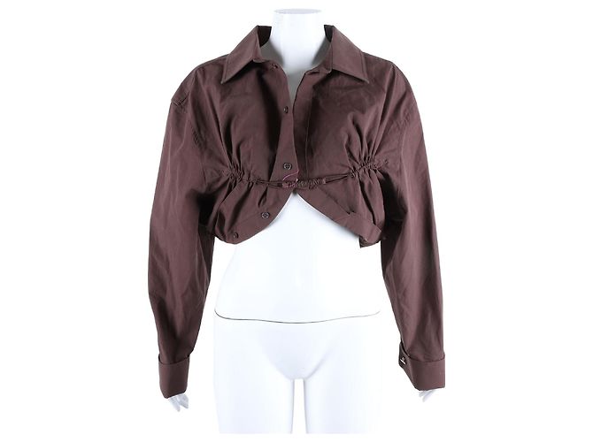 Jacquemus Cropped Langarmhemd Braun 