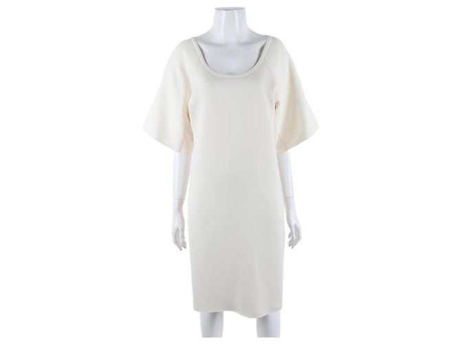 Hermès Strickkleid mit kurzen Ärmeln Weiß