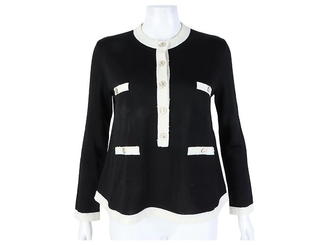 Chanel Langarm-Strickpullover Weiß 