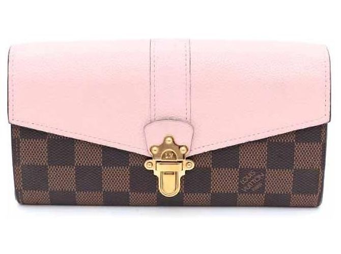 Louis Vuitton Damier Ébène Clapton Long Wallet Pink