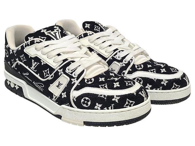 Louis Vuitton Black Monogram Textile LV Trainer Sneakers