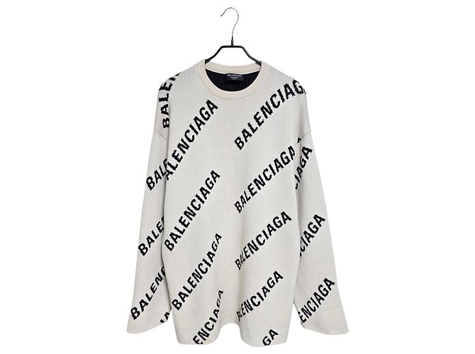 Balenciaga Multi-Logo Strick Weiß 