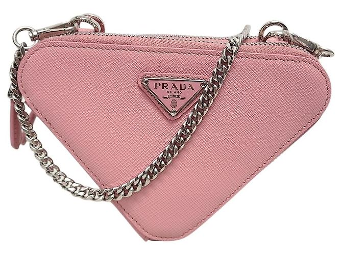 Prada Mini crossbody de couro Saffiano triangular rosa