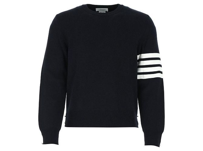 Thom Browne Diagonale Milano-Stich Strick navy Blau