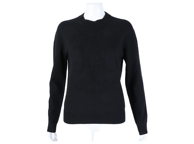 Hermès Langarm-Strickpullover aus Kaschmir Schwarz 