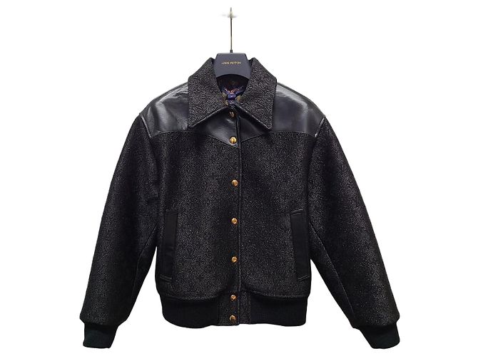 Louis Vuitton Schwarze Bomberjacke mit Monogramm-Glitzer