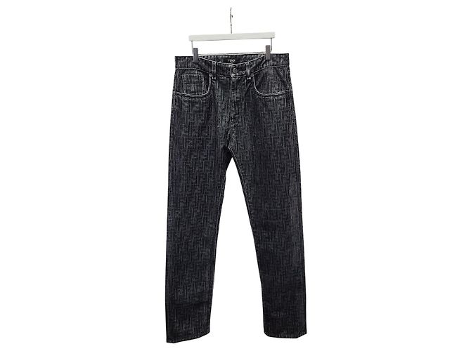 Fendi Denim-Hose mit blauem FF-Monogramm-Treatment
