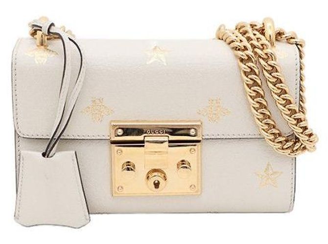 Padlock Gucci Pequena bolsa de ombro com cadeado e corrente Branco