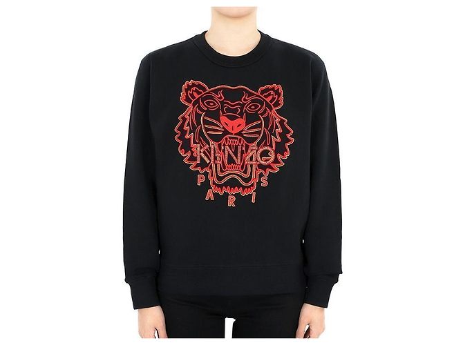 Kenzo Moletom vermelho com bordado de tigre para mulher (Black) CMB Multicor