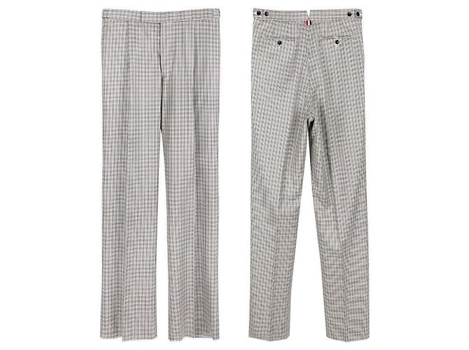 Thom Browne Men's Side Tab Houndstooth Wool Single Pants (Multi)