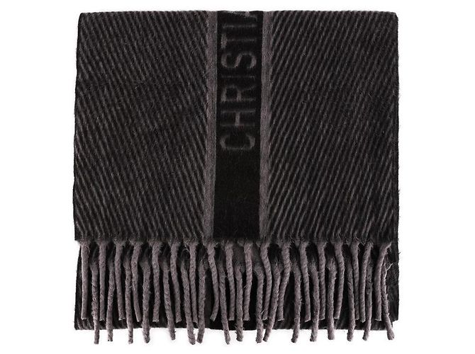 Dior Anthrazitfarbener Wollschal (Grau) Schwarz