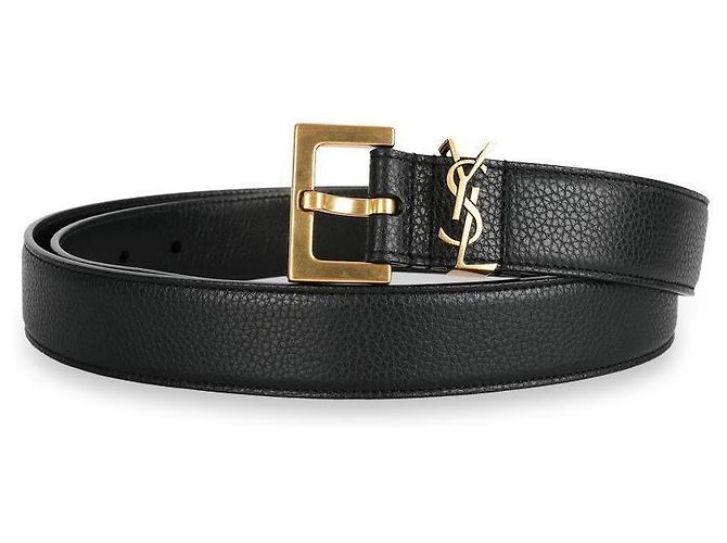 Saint Laurent Monogram Gold Logo Belt (Black)