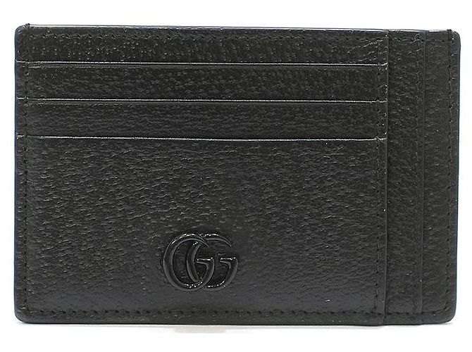 Gucci Black Leather GG Marmont Card Case Wallet