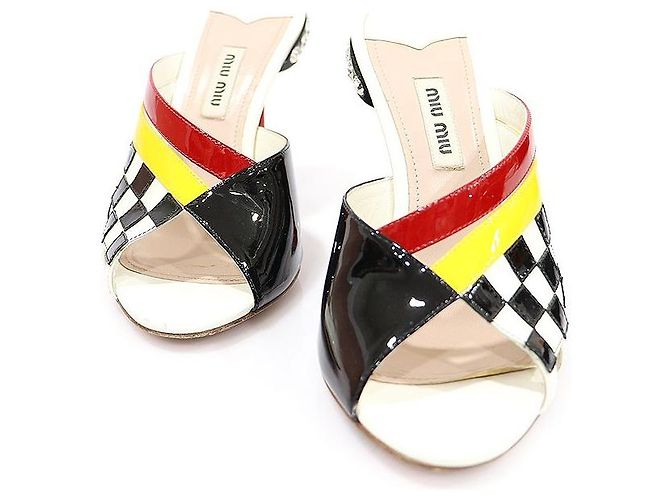 Miu Miu Multicolor Patent Crystal Open Toe Damen Sandalen Mehrfarben