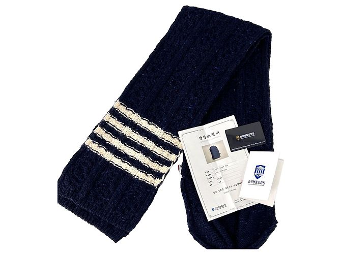 Thom Browne Cachecol com capuz e faixa diagonal Navy